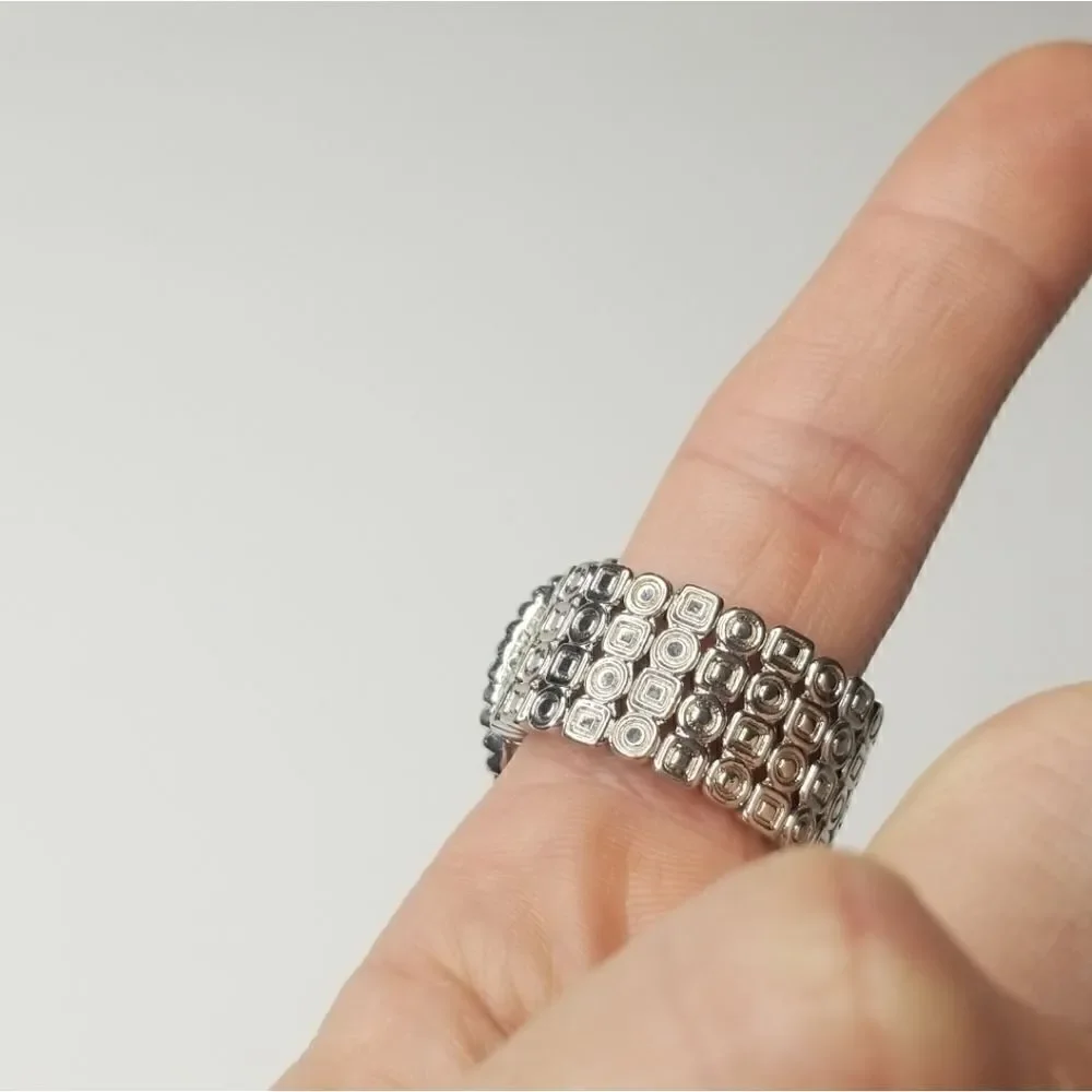 Vintage Silver peridot morganite stretch ring